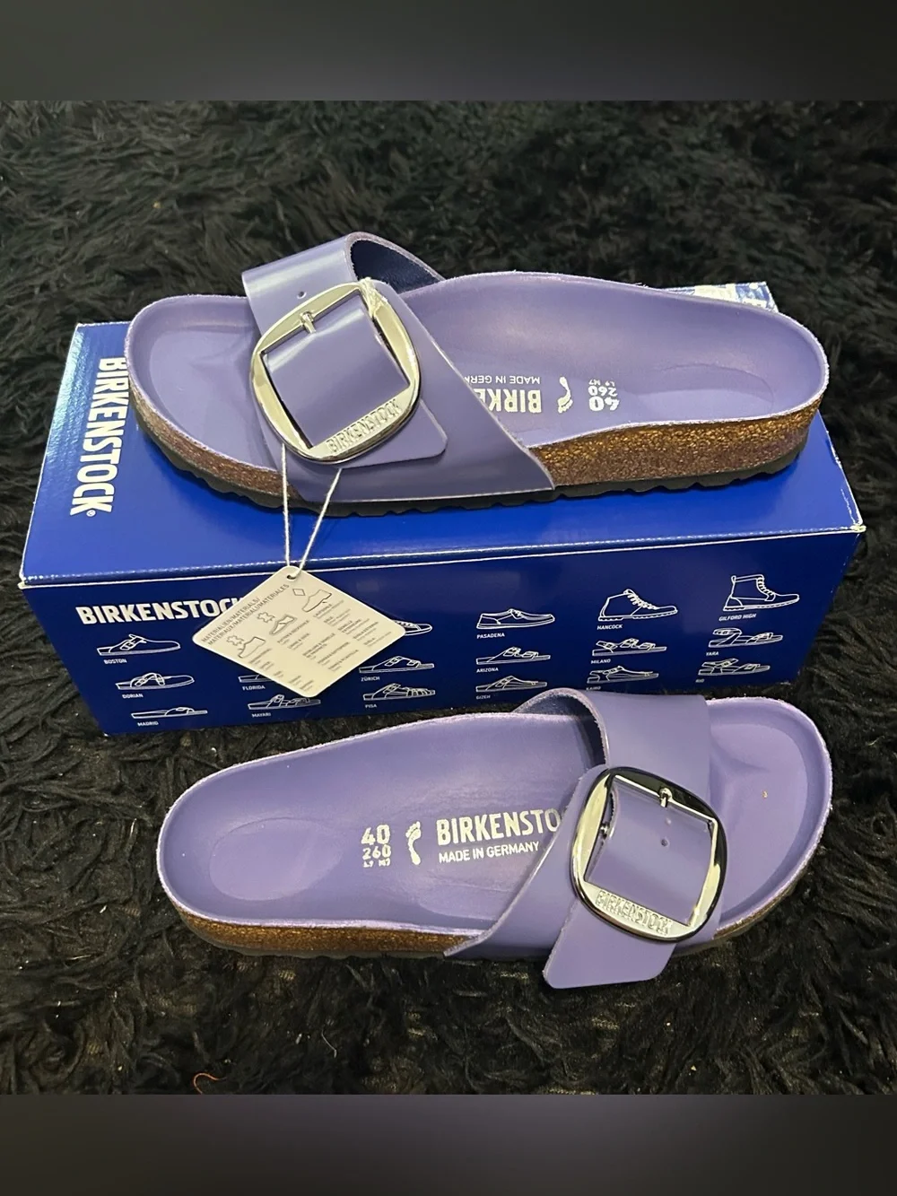 BIRKENSTOCK Madrid big buckle purple leather sandals shoes women’s eur 40 new